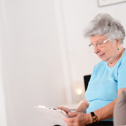 Older woman on a tablet computer