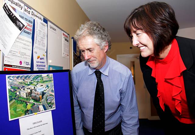 Hugh with Six Town Housing CEO Sharon McCambridge